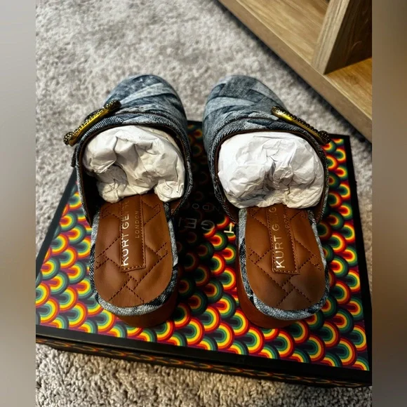 Kurt Geiger Women's Denim Blue Studded Clogs - Picture 4 of 11